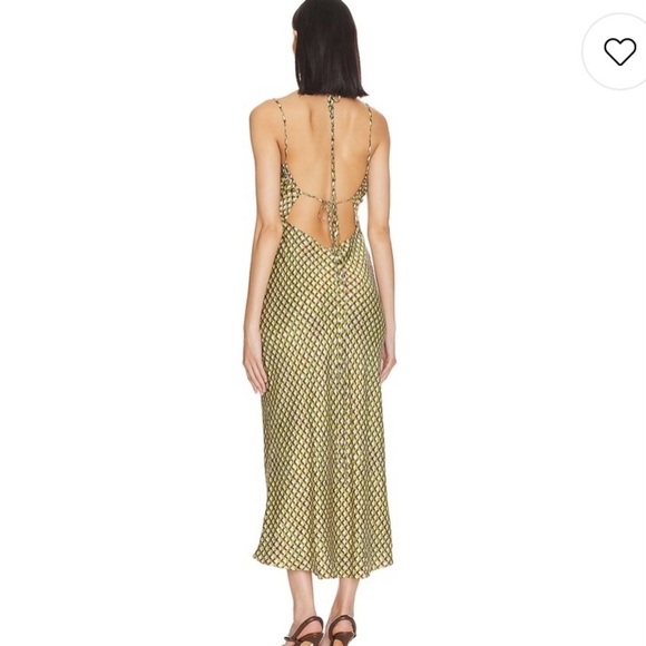 Bec & Bridge Quinn Midi Halter Dress in Silk Siena Geo - Picture 3 of 11